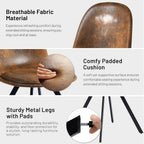 FurnitureR Set of 4 Swivel Suede Dining Chairs, Armless Mid-Back Upholstered Side Chairs with Padded Seat and Metal Legs, Comfortable Fabric Chair for Dining Room, Kitchen, Café, Restaurant – Brown