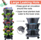 Vertical Planter, 7 Tier Stackable Strawberry Planter with Garden Tool Set, Movable Indoor/Outdoor Garden Herb Pot for Growing Vegetables and Succulents, Dark Gray