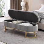 Modern Storage Bench Upholstered Bedside Stool with Metal Legs Modern for Living Room Entryway Entryway(Gris,Large)