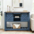 Entryway Table with Storage, Farmhouse Buffet Cabinet Coffee Bar Kitchen Island with Sliding Barn Doors & Shelves, Console Table for Kitchen, Dining Room, Living Room, Blue