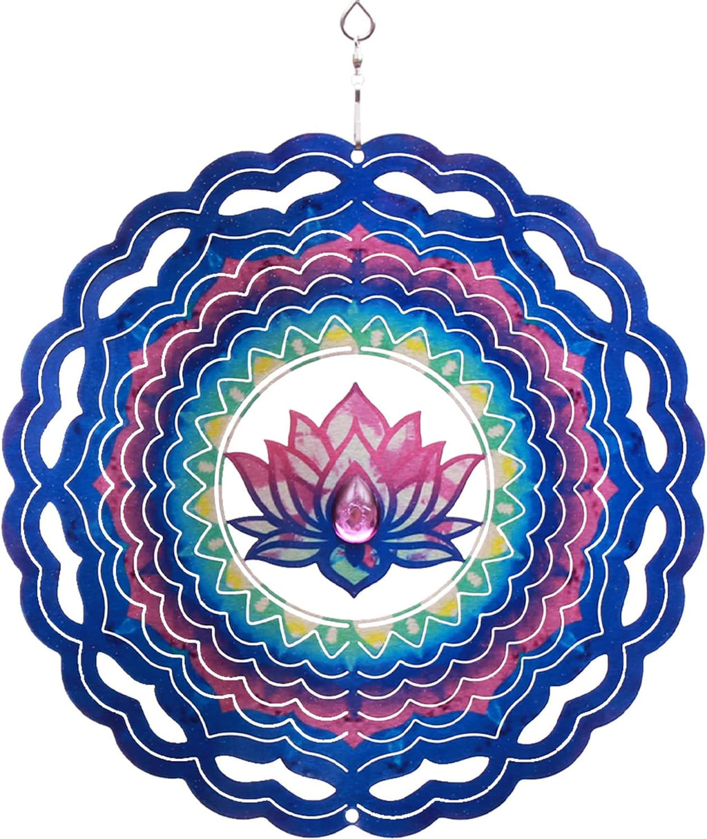 SPRING SONG Mandala Lotus Kinetic Wind Spinner for Yard and Garden Stainless Steel Spinner Indoor and Outdoor Hanging Decor Crafts Ornaments Kinetic Art Spinner Hanging Wind Spinners Decor Gifts