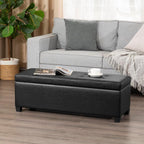 Asense Storage Ottoman Bench,42 inch Wide Upholstered Faux Leather Rectangular Ottoman with Legs,Safety Hinge Storage Bench for Living Room,Bedroom,Entryway