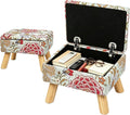Small Storage Ottoman with Wood Legs, Boho Floral Upholstered Footrest | Hidden Storage Ottoman: Removable Lid Stores Blankets, Toys And Remotes; Doubles As A Footrest Stool