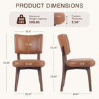 YOUNIKE Wooden Dining Chair, Faux Leather Upholstered Dining Room Chair Kitchen Chair, Mid Century Modern Dinner Chair with Solid Wood Legs for Kitchen Dining Vanity, Brown (Single Pack)