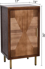 eHemco Modern End Table with Storage, Two-Toned Ribbed Parquet Design, 17 x 14 x 30 Inches, Antique Walnut and Natural Finish