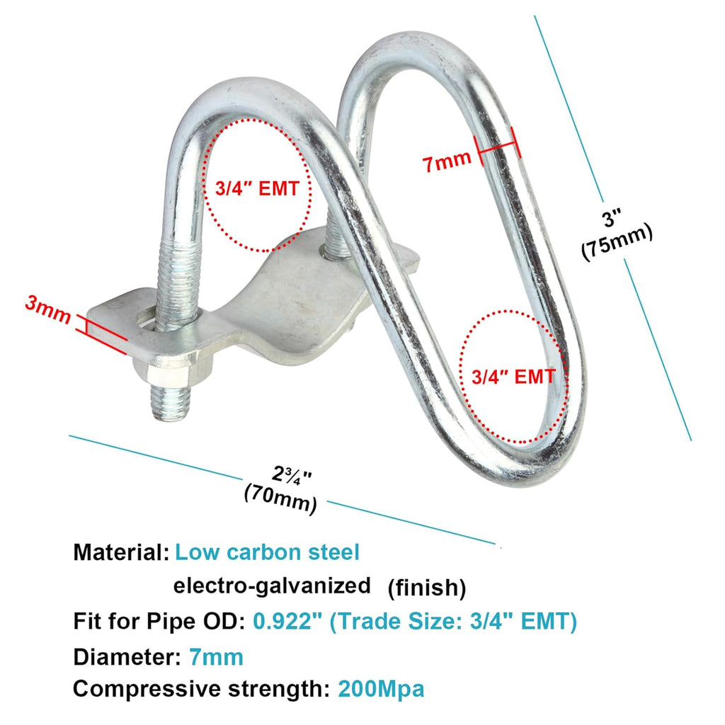 20 PCS Conduit Cross-Connector Vertical Pipe Clip for 3/4" EMT Electrical Pipe(OD 0.922"), Also Fits 1" Round Tube, Crossover Clamp for Greenhouse, Fence