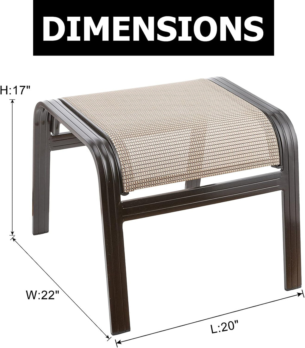 Outdoor Footstools Metal Patio Chairs Outdoor Ottoman Furniture Outside Footrests Small Seat Set of 2 for Garden,Balcony,Lawn, 22 inches *20 inches *17 inches