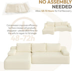 Yaheetech 110" Sectional Sofa Couch with Chaise, Beige | Sectional Sofa Cloud Couch Corduroy Modular L-Shape Couch No Assembly Sofa with Detachable Pillow for Living Room Guest Room