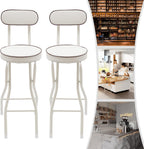 Folding Bar Stool with Backrest, Set of 2 Tall Cushioned Seats, 25.6 Inch Portable Collapsible Counter Height Chairs for Kitchen Island, Cafe, Dining Room