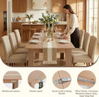 Expandable Dining Table for 4-10 People, 54 to 85 Inch Rectangular Kitchen Table with Self-Storing Leaf, Modern Engineered Wood Dining Table