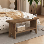 HOKYHOKY Solid Wood Entryway Bench - 39.4" Farmhouse Long Storage Bench, Rustic Narrow Bench Seat for Indoor, Entryway, Dining Room, Living Room and Hallway, Brown