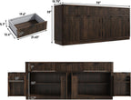 70” Rounded Edge Large Sideboard Buffet Cabinet with 3 Storage Drawers,Farmhouse Kitchen Fluted Sideboard Cabinet w 4 Door Shelves,Wood Coffee Bar Cabinets,Kitchen Pantry (Rustic Brown)