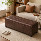 Homebeez 48" Faux Leather Storage Ottoman,End of Bed Bench,Upholstered Ottoman Bench with Storage for Living Room,Bedroom,Entryway