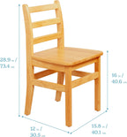 ECR4Kids 30in x 30in Square Hardwood Table with 28in Legs and Two 16in Chairs, Kids Furniture, Honey, 3-Piece | Durable rubberwood, GREENGUARD Gold Certified, ANSI/BIFMA Compliant, 10-12 years, 200 lb seat capacity, classroom & home use