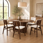Dining Chairs Set of 6, Mid-Century Modern Dining Room Kitchen Dinner Chairs, Upholstered Vanity Living Room Chairs, Open Back and Padded Seat for Home/Kitchen/Living Room/Bedroom