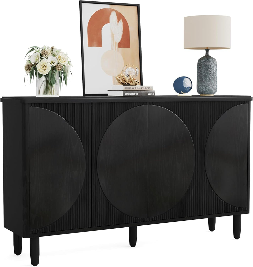 Tribesigns Buffet Cabinet Sideboard with Storage, Modern Storage Cabinet Sideboard Buffet Table with Doors for Living Room Kitchen Dining Room (Black)