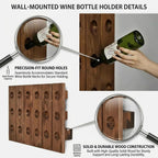 Wall Mounted Wine Riddling Rack,Wall Mounted Wine Rack Solid Wood Storage Organizer Vertical Display Stand for Kitchen Dining Room Bar Rustic Home Decor Space Saving Design(2 * 8, Brown)