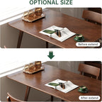 47’’-63’’ 100% Oak Extendable Dining Table, Solid Wood Folding Kitchen Table, Mid Century Modern Dinner Table for Kitchen, Apartment, Living Room (47''-63'' Walnut)
