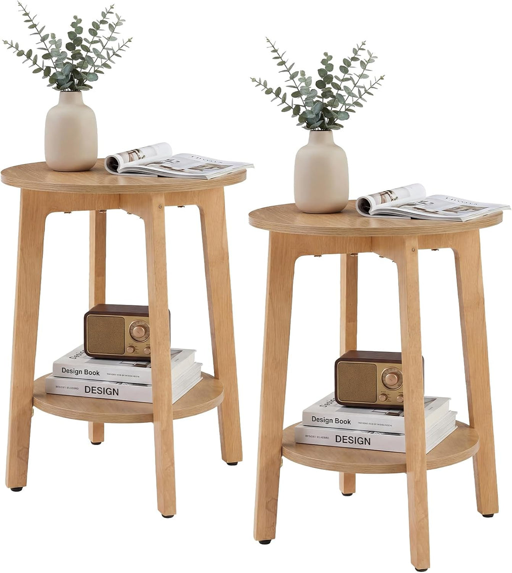 DUMOS Small Round End Tables Set of 2 for Living Room, Small Spaces