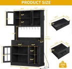 DWVO Kitchen Pantry Storage Cabinet with Microwave Stand, 71'' Tall Kitchen Hutch Cabinets with Power Outlet, Modern Food Pantry Hutch with Drawers ＆ Shelves for Home, Pack of 1, Black | 71" Tall Kitchen Hutch Cabinets with Power Outlet, Modern Food