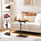 MAHANCRIS Set of 2 TV Tray Table, Height Adjustable TV Trays with 360° Swivel, Space-Saving Side Table for Couch, Multi-Functional Sofa Table with Anti-Slip Bar, Bedside, Rustic Brown ETRB4501S2