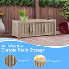 3 Doors Shoe Bench, Waterproof & UV-Resistant, Resin Shoe Cabinet Indoor & Outdoor Use, Entryway Bench with Adjustable Shelves & Hidden Storage Space for Bedroom, Hallway, Grey