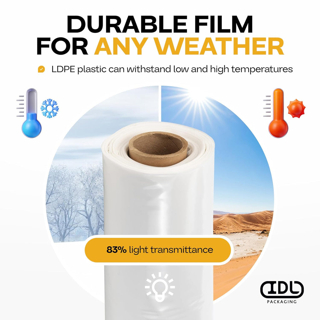 Plastic Sheeting 6 mil, 40' x 100' (4000 sq. ft.) - Semi-Clear Thick Painting Plastic Covering for Painting, Construction and Greenhouse - LDPE Plastic Rolls Heavy Duty Outdoor by IDL Packaging
