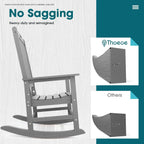 THOEOE Outdoor Rocking Chairs Set of 2, Oversized Patio Rocking Chair | HDPE Outdoor Rockers for Front Porch, Patio, Backyard, Balcony and Garden. All-Weather High Back Design, Gray