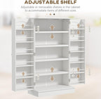 HOMCOM 41" Kitchen Pantry Storage Cabinet, Freestanding Kitchen Cabinet with 12 Door Shelves, Double Doors, 5-Tier Shelving and Adjustable Shelves, White