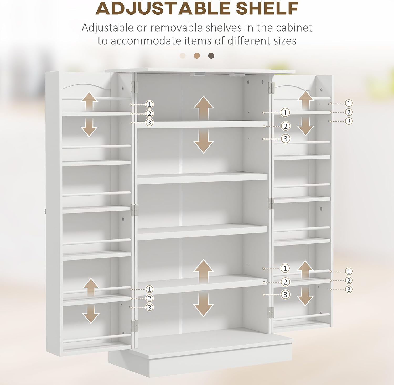 HOMCOM 41" Kitchen Pantry Storage Cabinet, Freestanding Kitchen Cabinet with 12 Door Shelves, Double Doors, 5-Tier Shelving and Adjustable Shelves, White