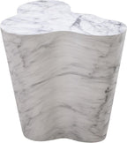 First of a Kind Tall Side Table in White Marble Concrete
