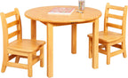 ECR4Kids 30in D Round Hardwood Table with 20in Legs and Two 10in Chairs, Kids Furniture, Honey, 3-Piece | Durable rubberwood, GREENGUARD Gold Certified, ANSI/BIFMA Compliant, 2-4 years, 74 lb seat capacity, classroom & home use