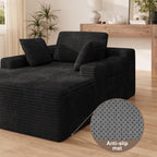 Ahomly 67" Chair, Chaise Lounge Chair Indoor with 3 Pillows, Black | No-Assembly Corduroy Chaise Lounge;Oversized chaise lounge with Side Pockets;Pet-Friendly Fuzzy Reading Chair