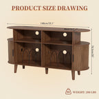 Large Walnut Record Player Stand with Charging Station, Mid-Century Turntable Stand Table, Vinyl Record Player Storage Cabinet for Bedroom, Living Room, Office
