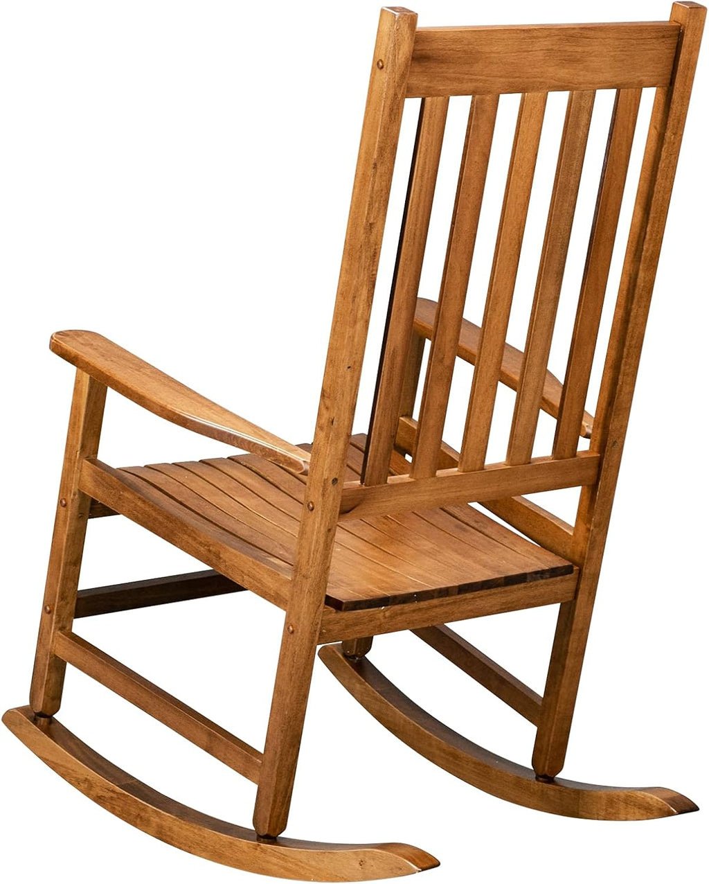 Rocking Chair Wooden Frame Chair Indoor and Outdoor,Outdoor Rocking Chair, Patio Wooden Rocking Chair with Smooth Armrests, High Back for Garden, Balcony, Porch, Supports Up to 352 lbs., Natural
