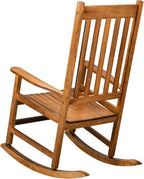 Rocking Chair Wooden Frame Chair Indoor and Outdoor,Outdoor Rocking Chair, Patio Wooden Rocking Chair with Smooth Armrests, High Back for Garden, Balcony, Porch, Supports Up to 352 lbs., Natural