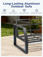 Oversized Outdoor Modern Patio Sofa for 3, 5" Thick Cushions, Deep Seat & Wide Armrests, Comfortable Aluminum All-Weather Rustproof UV-Resistant Frame for Garden, Backyard, Porch