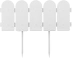 Evelyne Garden Border Edging: Wooden Fence Design - 8pcs White Yard Landscaping Fence Liner Lawn Edge Barrier - 10ft Kit of Decorative Lawn Landscape Panels Elements -Landscaping Edging-GMT-10374-D08
