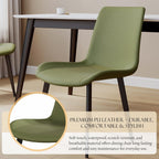 Modern Dining Chairs Set of 4, PU Leather Upholstered Dinner Chairs with Sturdy Metal Legs and Comfort Backrest, Armless Accent Side Chairs for Home Kitchen, Living Room (Green)
