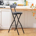 Thyle 1 Pcs 29.5 Inch Folding Bar Stool with Backrest Tall Foldable Stool Chair with Cushioned Padded Portable Collapsible Counter Height Chair for Kitchen Island Shop Cafe Dining Room