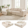 DUMOS 108" L-Shaped Sectional Couch, Left Facing Chaise | Upholstered Corduroy Sofa with 55.7'' Deep Seat for Living Room, Small Apartment, No Assembly in a Box, Creamy