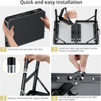 Anbte 2ft Folding Camping Table, 3 Adjustable Height Max 29.5", 23" x 16" | Aluminum Small Folding Table with Storage Net &Portable Handle, Lightweight,for Travel Outdoor Beach Picnic Camping, Black