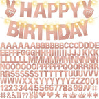 167Pcs DIY Glitter Customizable Banner Kit Happy Birthday Custom Letters Banner Happy New Year Personalized Banners Decor Christmas Baby Shower Birthday Party Decorations Supplies(Shiny Rose Gold)