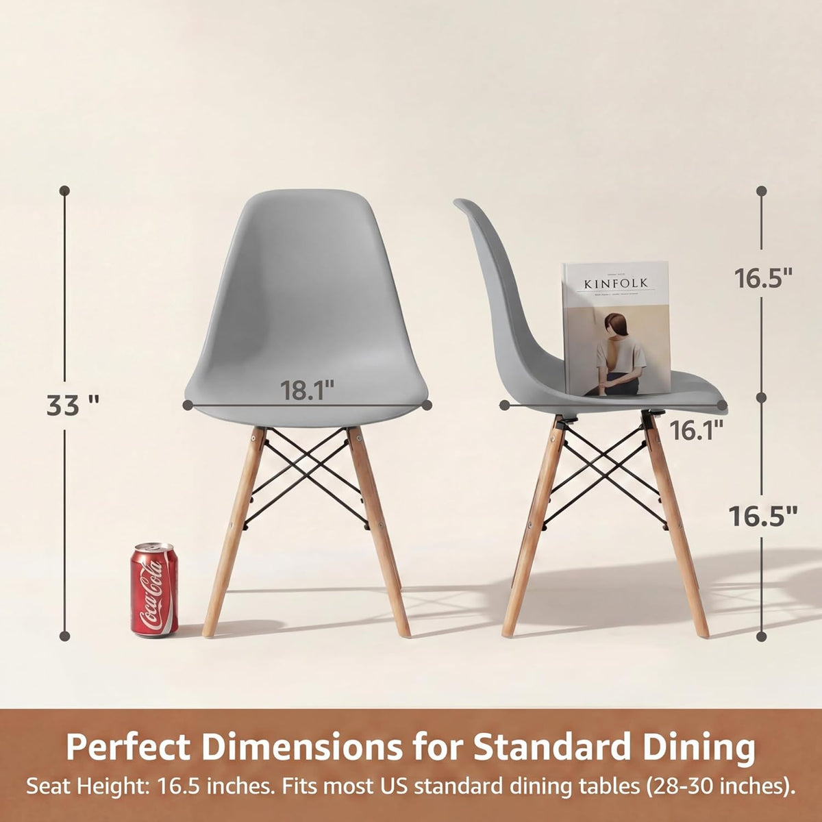 Furmax Modern Style Dining Chair Mid Century Modern DSW Chair, Shell Lounge Plastic Chair for Kitchen, Dining, Bedroom, Living Room Side Chairs Set of 4