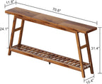 ChooChoo 70.9 Inch Long Console Tables for Entryway, Hallway Table, 2-Tier | Narrow Sofa Table, Behind Couch Table for Living Room, Walnut