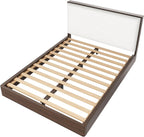 Merax Queen Platform Bed Frame with Bouclé Upholstered Headboard, Solid Wood Platform Bed, No Box Spring Needed, Noise-Free Modern Bed Frame for Bedroom, Walnut