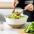 Hasense Serving Bowls, 9 Inch Ceramic Salad Dish for Kitchen, 84 Ounce Large Mixing Bowls for Cooking, Side Dishes, Baking, Popcorn, White Serving Dishes Set of 2, Dishwasher Microwave Safe