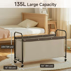 StorageWorks 135L Extra Large Storage Chest with Wheels for Living Room | Sturdy Metal Frame, 360° Swivel Wheels, Rounded Corners, Washable Fabric, Easy Assembly for Bedrooms & Living Spaces