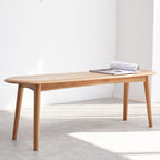 Natural Oak Wood Dining Bench, 39.37 x 11.81 x 16.14 Inches,Oak, Half-Round Design (39.37" Lx11.81 Wx16.14 H)