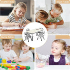 Jojoka Kids Table and 4 Chairs Set, Adjustable Toddler Activity Table Set, Wipe-Clean Desktop, Non-Slip Legs, Height Adjustable Kids Furniture for Home, Preschool, Daycare, Ages 2-10-Gray